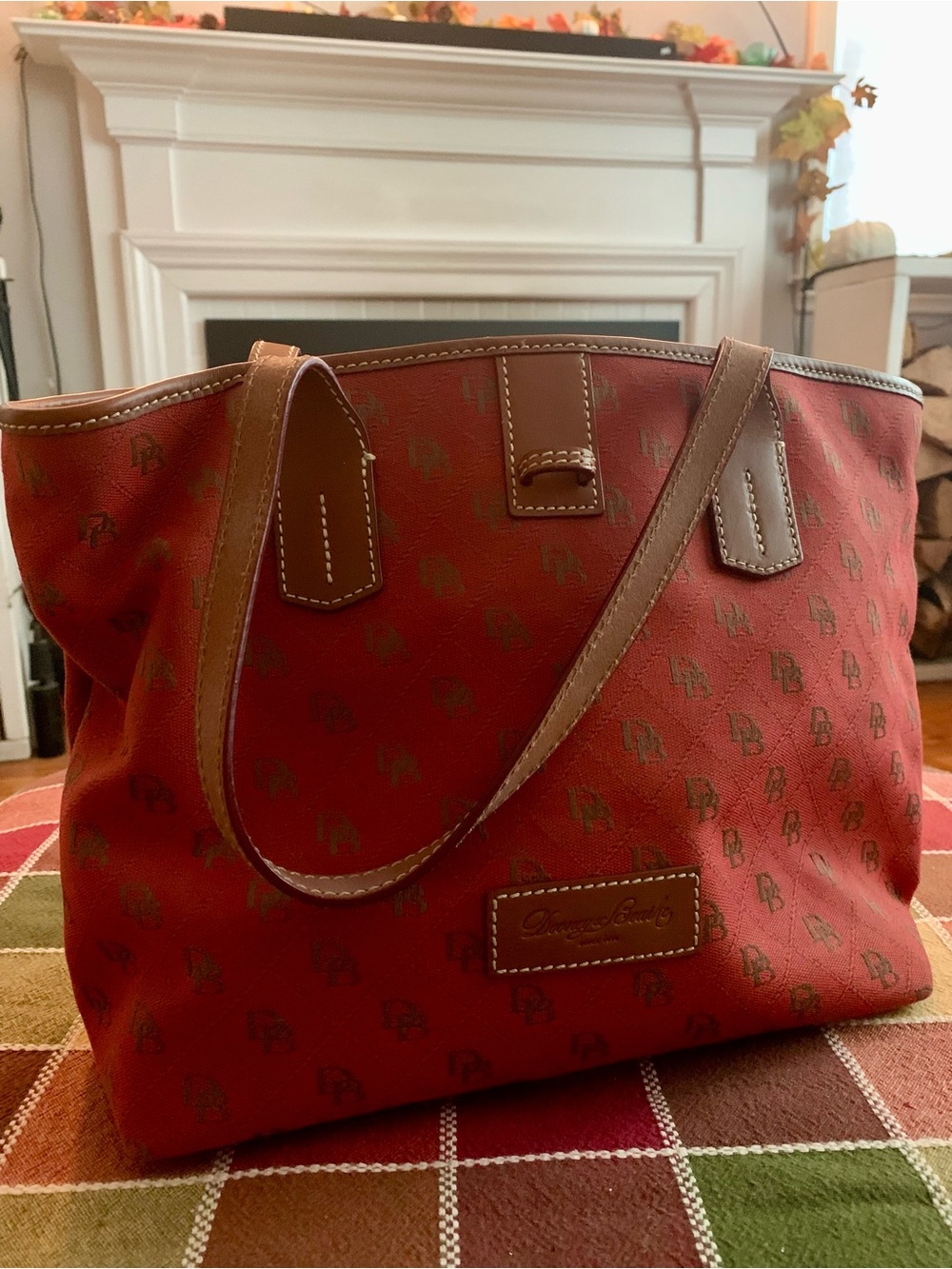 Authentic Vintage Dooney & Bourke Signature Monogram Canvas Tote Bag